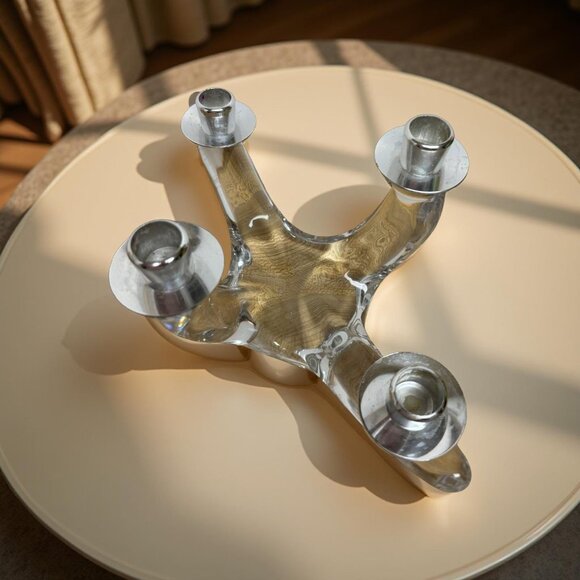 Krislux Modernist Crystal Candle Holder – 4 Arm Sculptural Mid-Century Modern Sc - Picture 9 of 11